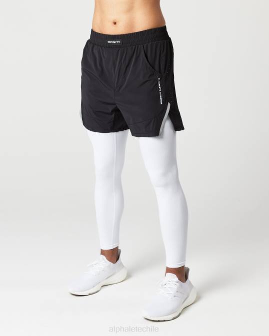 Infinity 2 en 1 velocidad corta 5,5" hombres Alphalete 08R8691 ropa blanco negro