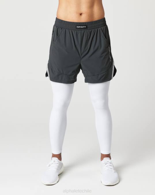 Infinity 2 en 1 velocidad corta 5,5" hombres Alphalete 08R8692 ropa gris sombra