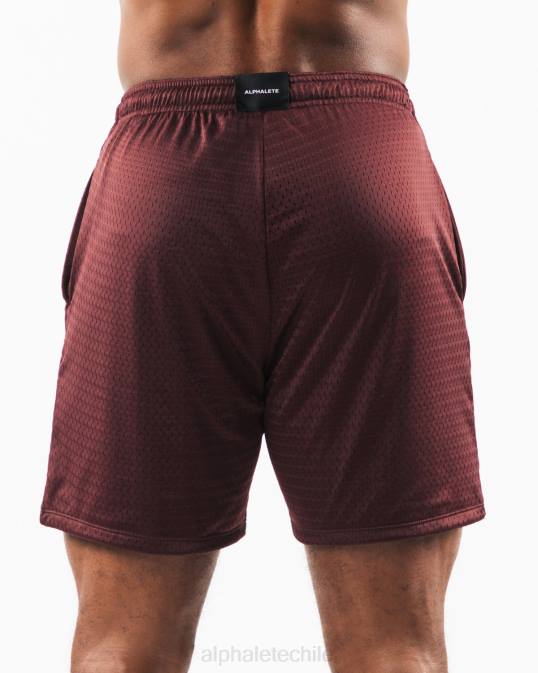 malla cabeza de lobo corta 6" hombres Alphalete 08R8659 ropa sangría roja