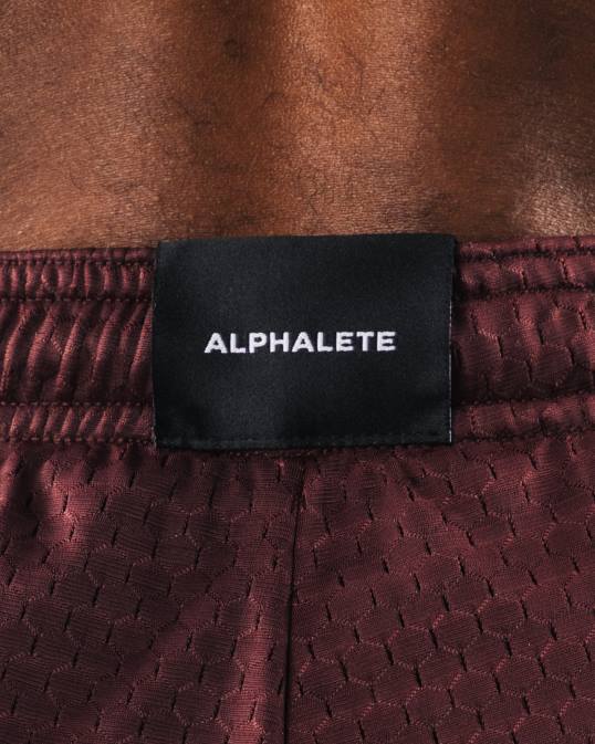 malla cabeza de lobo corta 6" hombres Alphalete 08R8659 ropa sangría roja