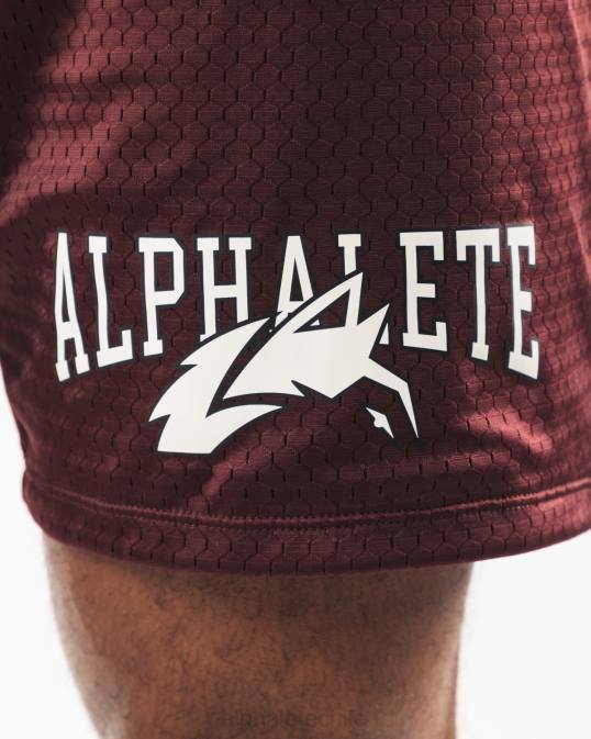 malla cabeza de lobo corta 6" hombres Alphalete 08R8659 ropa sangría roja