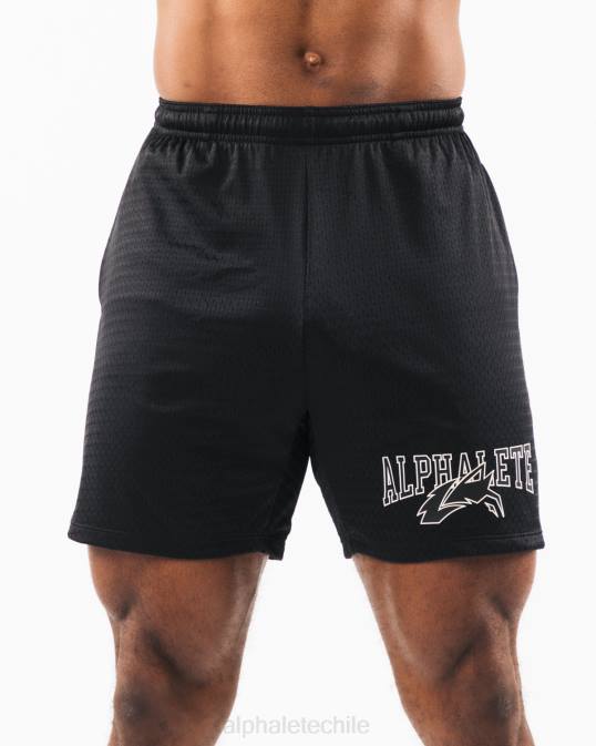 malla cabeza de lobo corta 6" hombres Alphalete 08R8662 ropa negro/concha de mar