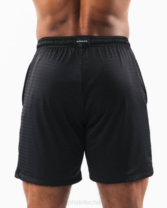 malla cabeza de lobo corta 6" hombres Alphalete 08R8662 ropa negro/concha de mar