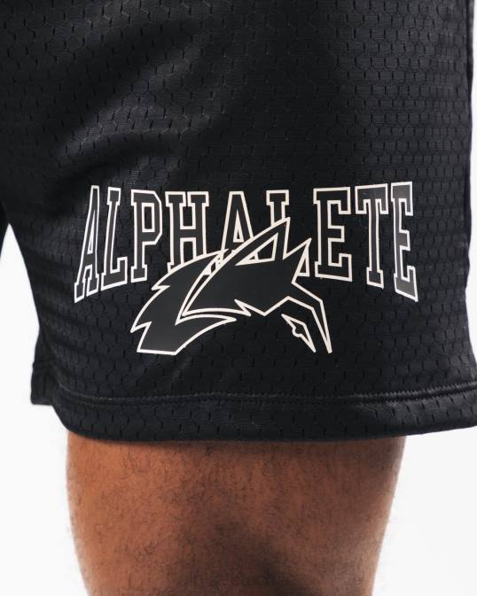 malla cabeza de lobo corta 6" hombres Alphalete 08R8662 ropa negro/concha de mar