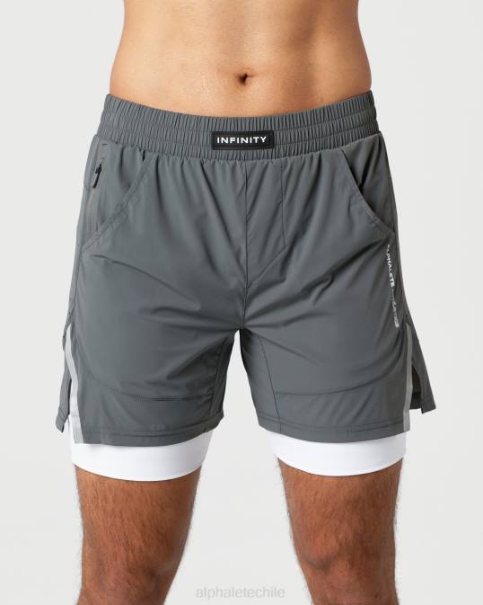 velocidad infinita corta 5.5" hombres Alphalete 08R8690 ropa humo gris