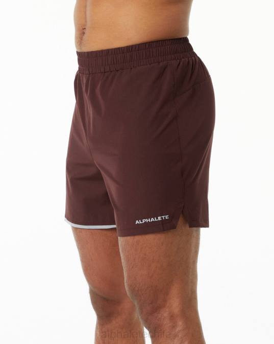 zancada central corta 5" hombres Alphalete 08R8700 ropa rojo burdeos