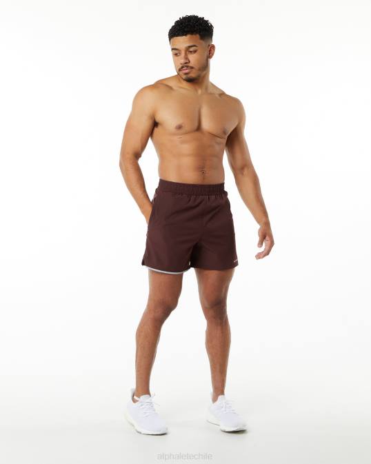 zancada central corta 5" hombres Alphalete 08R8700 ropa rojo burdeos