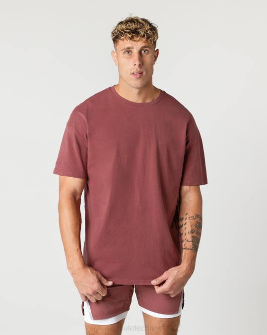 Camiseta con núcleo de algodón grueso hombres Alphalete 08R8547 ropa otoño rojo