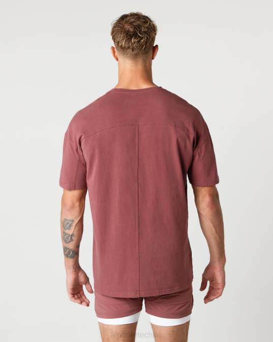 Camiseta con núcleo de algodón grueso hombres Alphalete 08R8547 ropa otoño rojo