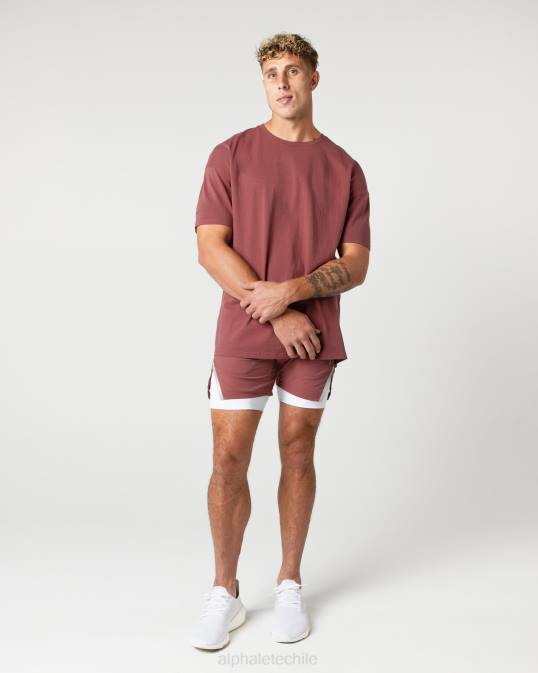 Camiseta con núcleo de algodón grueso hombres Alphalete 08R8547 ropa otoño rojo