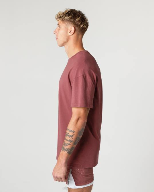 Camiseta con núcleo de algodón grueso hombres Alphalete 08R8547 ropa otoño rojo