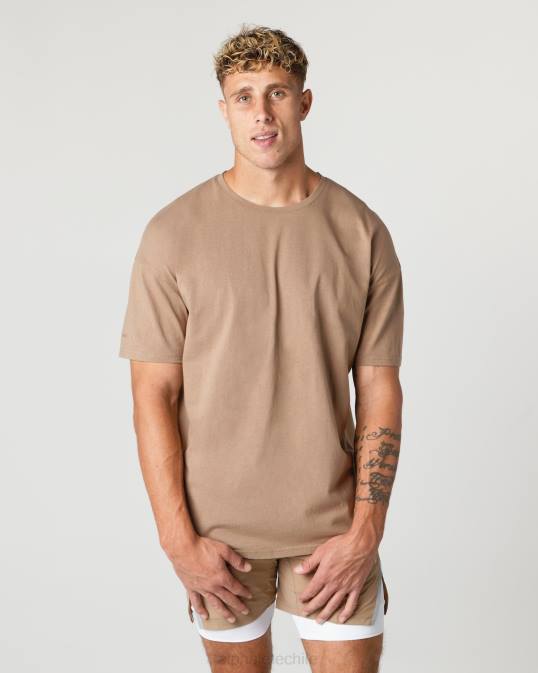Camiseta con núcleo de algodón grueso hombres Alphalete 08R8548 ropa chai marrón