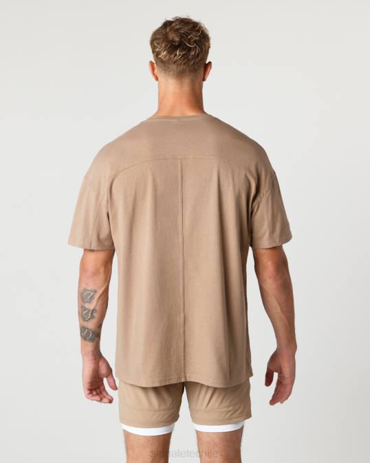 Camiseta con núcleo de algodón grueso hombres Alphalete 08R8548 ropa chai marrón