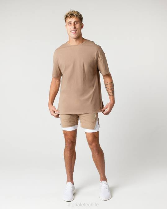 Camiseta con núcleo de algodón grueso hombres Alphalete 08R8548 ropa chai marrón