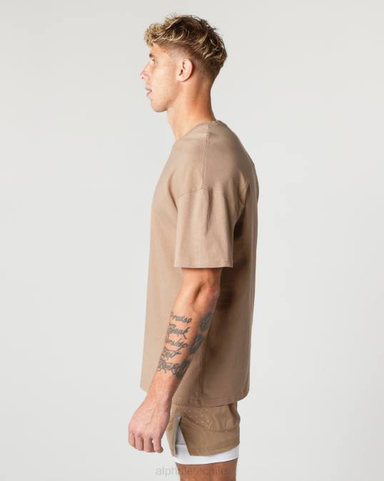 Camiseta con núcleo de algodón grueso hombres Alphalete 08R8548 ropa chai marrón