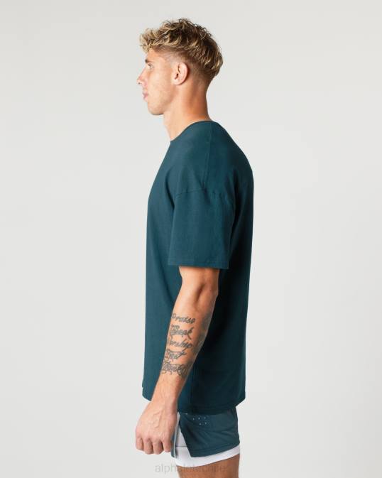 Camiseta con núcleo de algodón grueso hombres Alphalete 08R8549 ropa azul medianoche