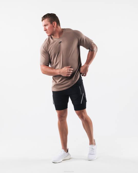 camiseta airtech con cabeza de lobo hombres Alphalete 08R8516 ropa marrón beige cremoso