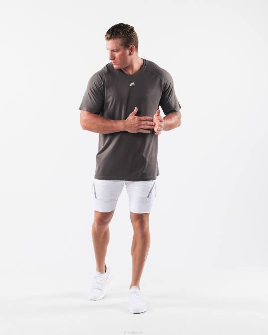 camiseta airtech con cabeza de lobo hombres Alphalete 08R8518 ropa gris cemento polvoriento