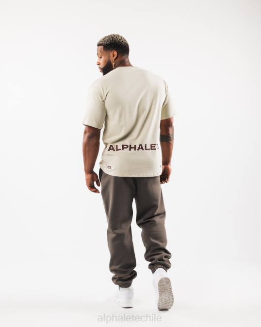 camiseta con escudo cepillado hombres Alphalete 08R8535 ropa concha de mar/marrón sangría