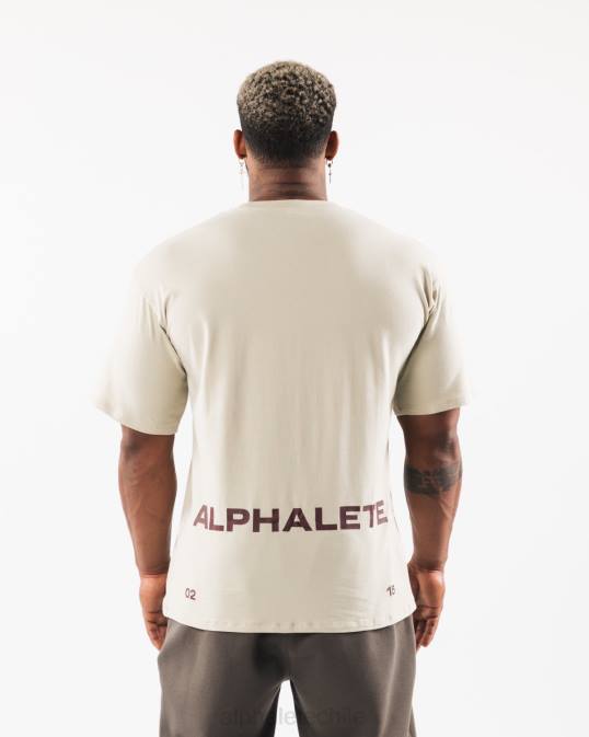 camiseta con escudo cepillado hombres Alphalete 08R8535 ropa concha de mar/marrón sangría