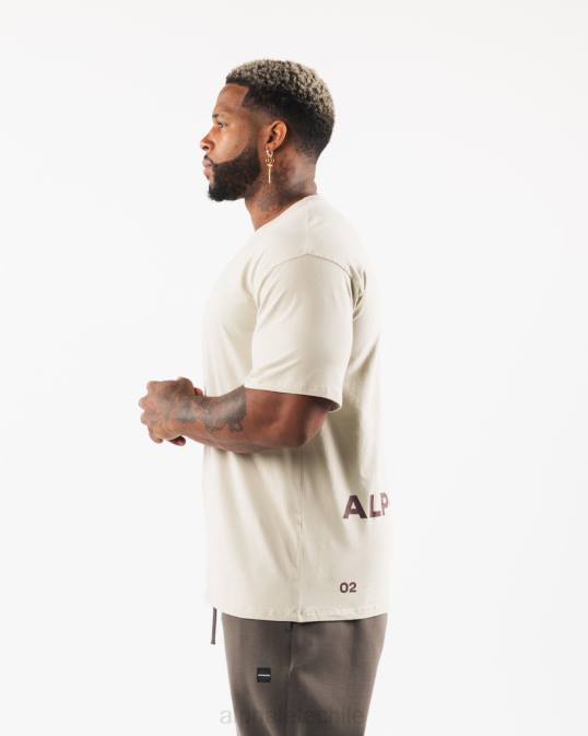camiseta con escudo cepillado hombres Alphalete 08R8535 ropa concha de mar/marrón sangría