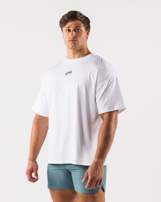 camiseta con estampado de cachemira y cabeza de lobo hombres Alphalete 08R8525 ropa blanco