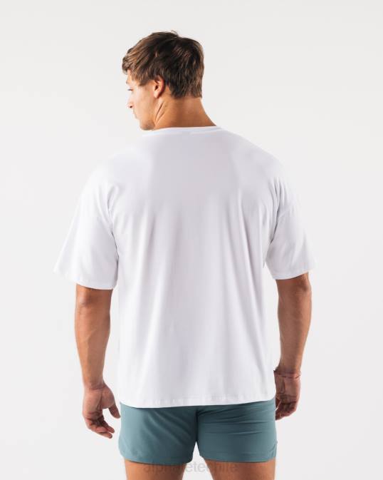camiseta con estampado de cachemira y cabeza de lobo hombres Alphalete 08R8525 ropa blanco