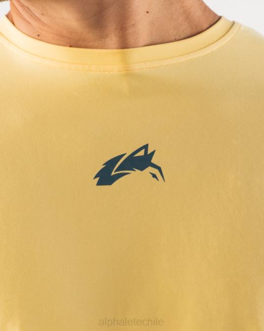 camiseta con estampado de cachemira y cabeza de lobo hombres Alphalete 08R8527 ropa amarillo