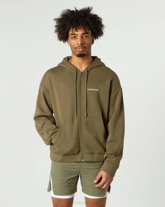 chaqueta clásica con cierre completo hombres Alphalete 08R8636 ropa sauce verde