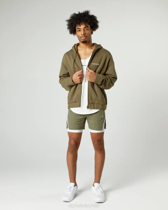 chaqueta clásica con cierre completo hombres Alphalete 08R8636 ropa sauce verde
