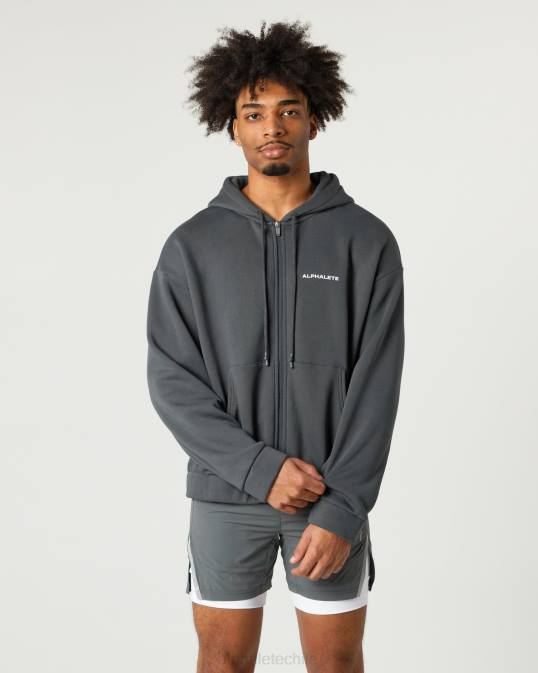 chaqueta clásica con cierre completo hombres Alphalete 08R8638 ropa humo gris