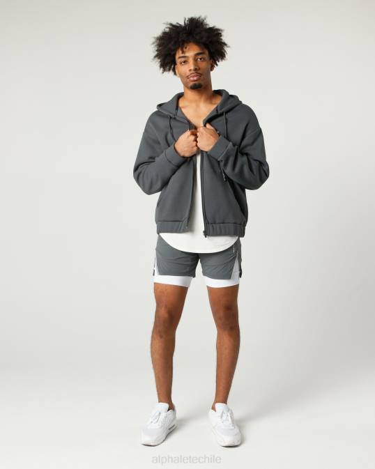 chaqueta clásica con cierre completo hombres Alphalete 08R8638 ropa humo gris