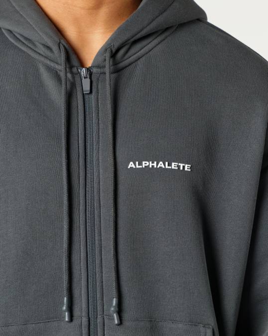 chaqueta clásica con cierre completo hombres Alphalete 08R8638 ropa humo gris