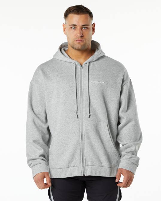 chaqueta clásica con cierre completo hombres Alphalete 08R8642 ropa cuero gris