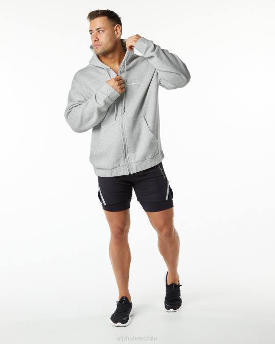 chaqueta clásica con cierre completo hombres Alphalete 08R8642 ropa cuero gris