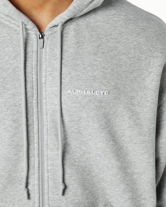 chaqueta clásica con cierre completo hombres Alphalete 08R8642 ropa cuero gris