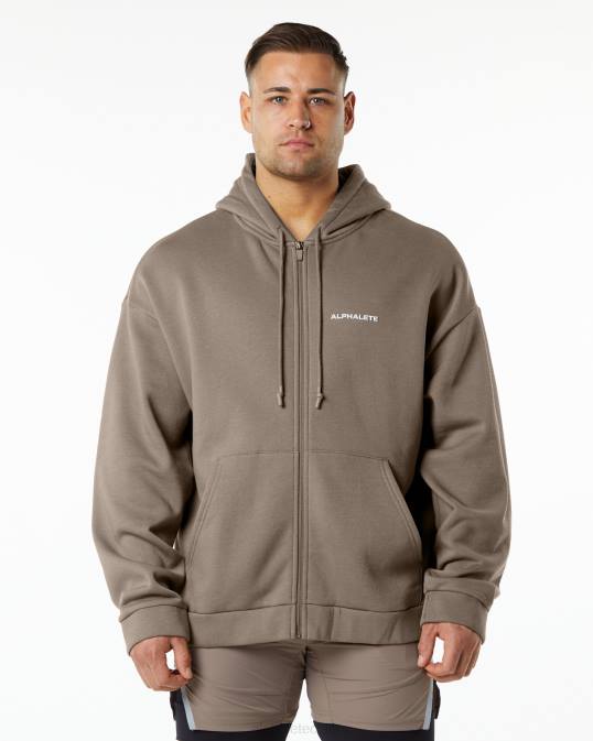 chaqueta clásica con cierre completo hombres Alphalete 08R8643 ropa marrón moca