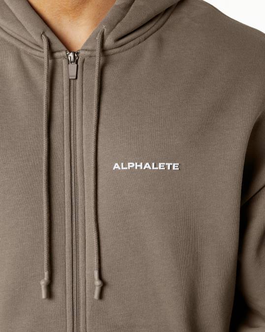 chaqueta clásica con cierre completo hombres Alphalete 08R8643 ropa marrón moca