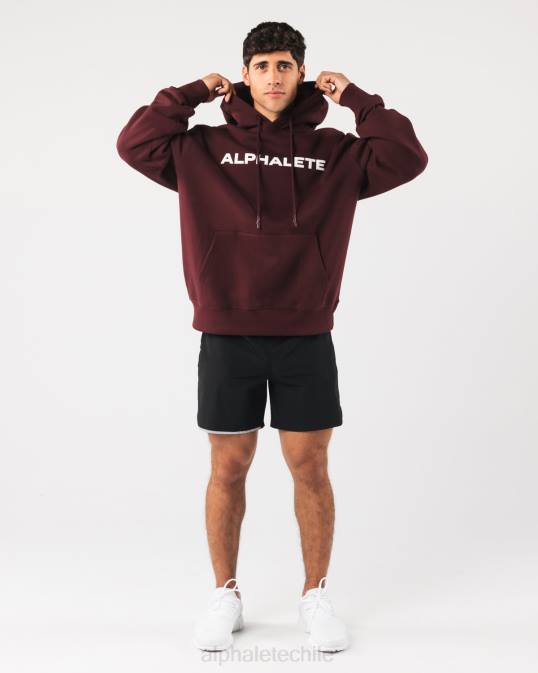sudadera con capucha central hombres Alphalete 08R8628 ropa sangría roja