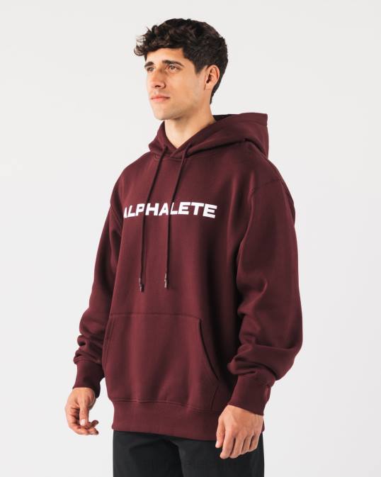 sudadera con capucha central hombres Alphalete 08R8628 ropa sangría roja