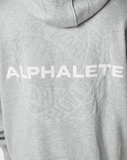 unidad sudadera con capucha hombres Alphalete 08R8646 ropa cuero gris
