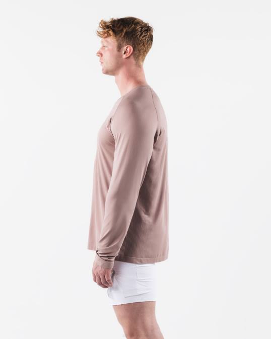 camiseta aa airtech ls hombres Alphalete 08R8515 ropa marrón porcelana