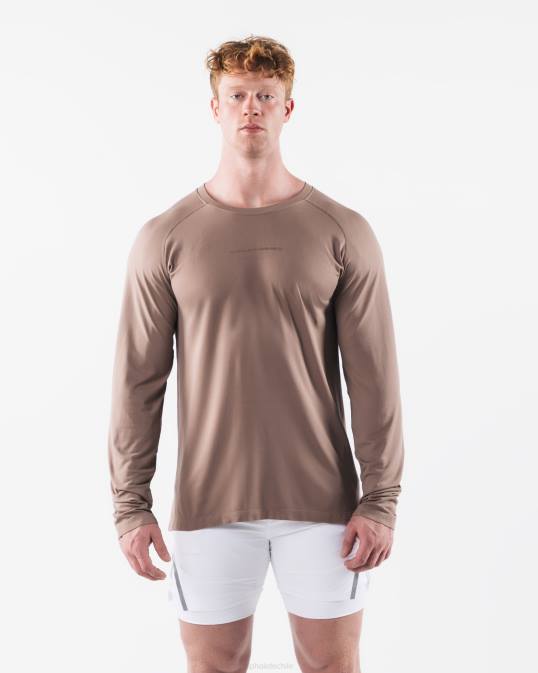 camiseta aa airtech ls hombres Alphalete 08R8517 ropa marrón beige cremoso