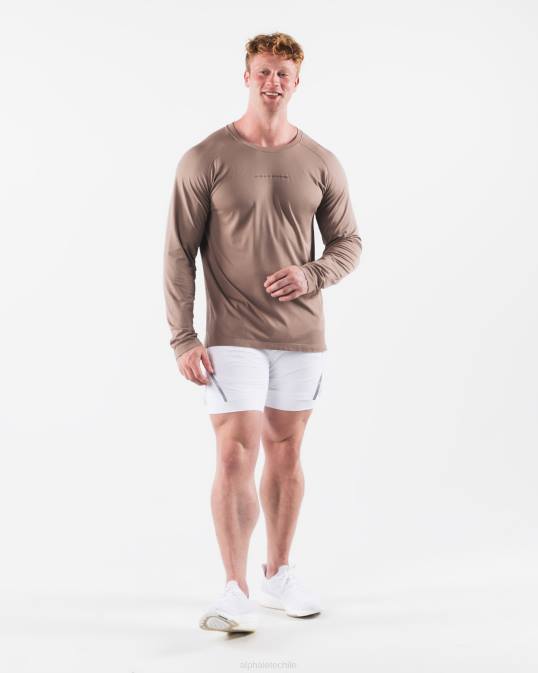 camiseta aa airtech ls hombres Alphalete 08R8517 ropa marrón beige cremoso