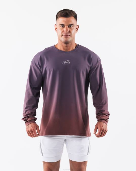 camiseta con cabeza de lobo hombres Alphalete 08R8494 ropa rosa polvorienta degradado púrpura