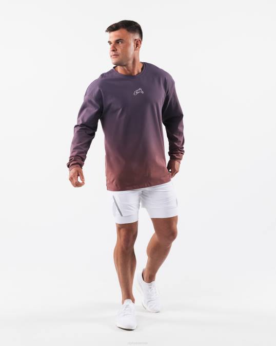 camiseta con cabeza de lobo hombres Alphalete 08R8494 ropa rosa polvorienta degradado púrpura