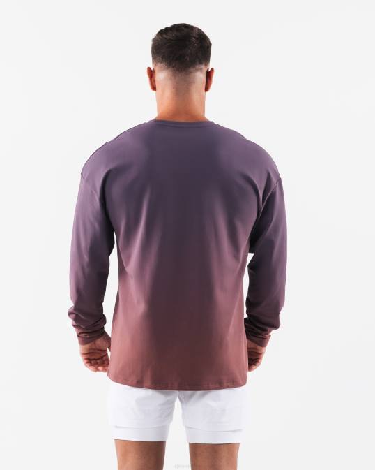 camiseta con cabeza de lobo hombres Alphalete 08R8494 ropa rosa polvorienta degradado púrpura