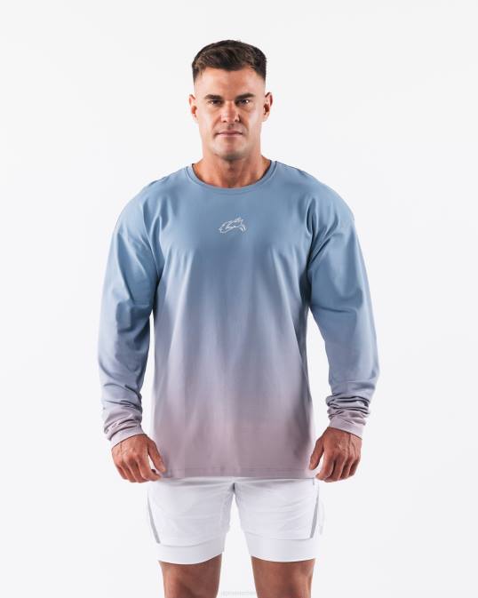 camiseta con cabeza de lobo hombres Alphalete 08R8496 ropa agua tranquila gradiente azul