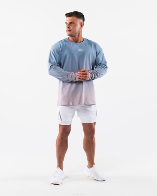 camiseta con cabeza de lobo hombres Alphalete 08R8496 ropa agua tranquila gradiente azul