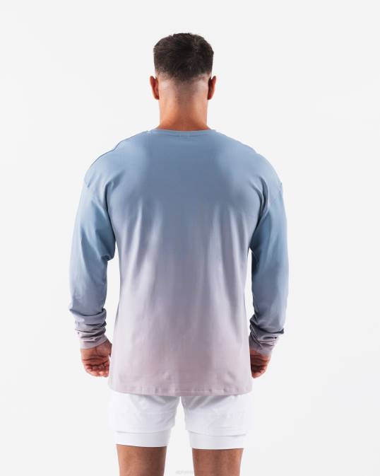 camiseta con cabeza de lobo hombres Alphalete 08R8496 ropa agua tranquila gradiente azul